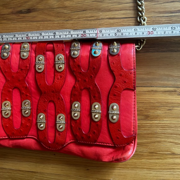 Rare Vintage Rebecca Minkoff Orange Red Crossbody Chain purse bag - Picture 5 of 11